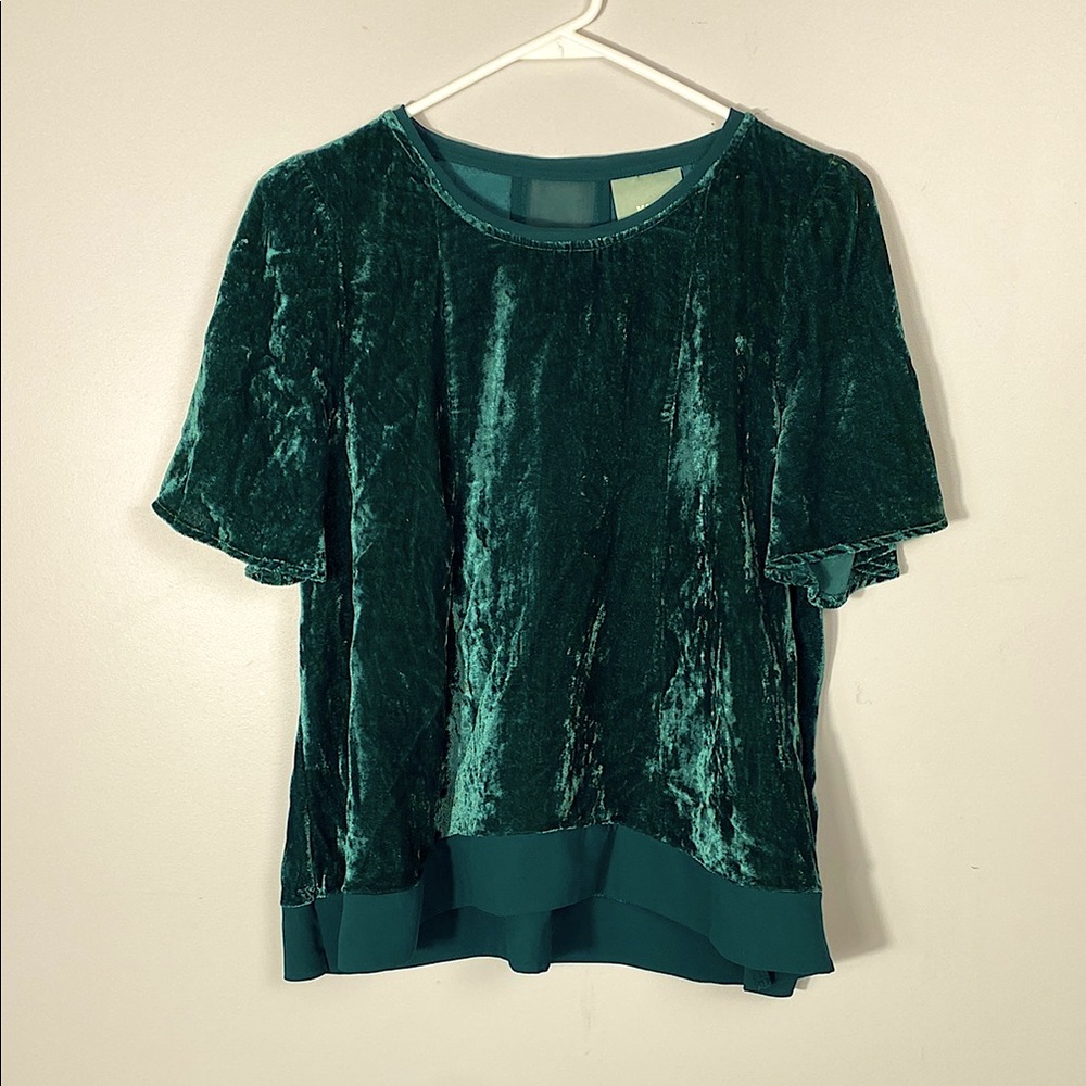 Maeve Green Velvet Blouse